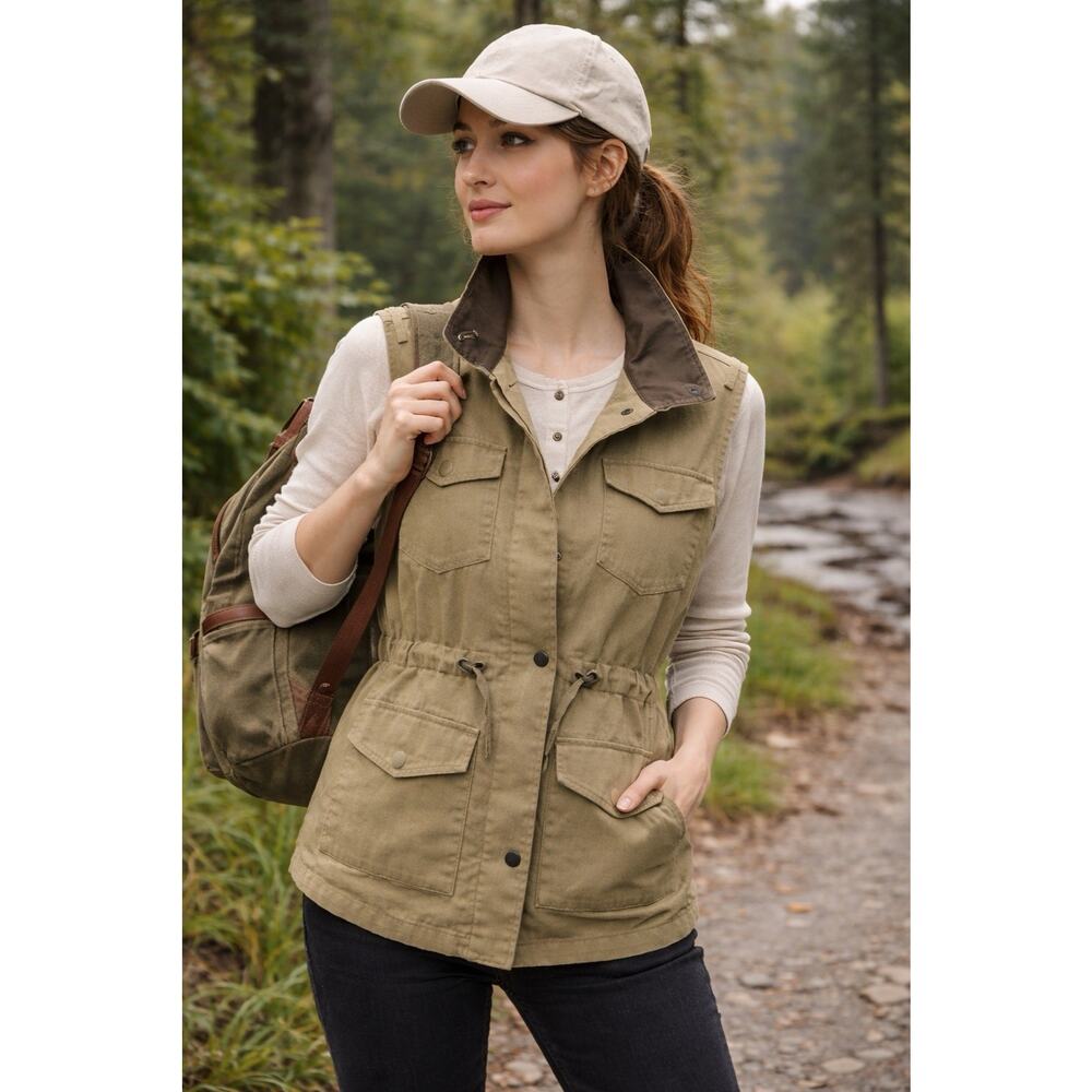 RAG & BONE Military Utility Vest Canvas Jacket - Olive Green - Sz M Safari Hike